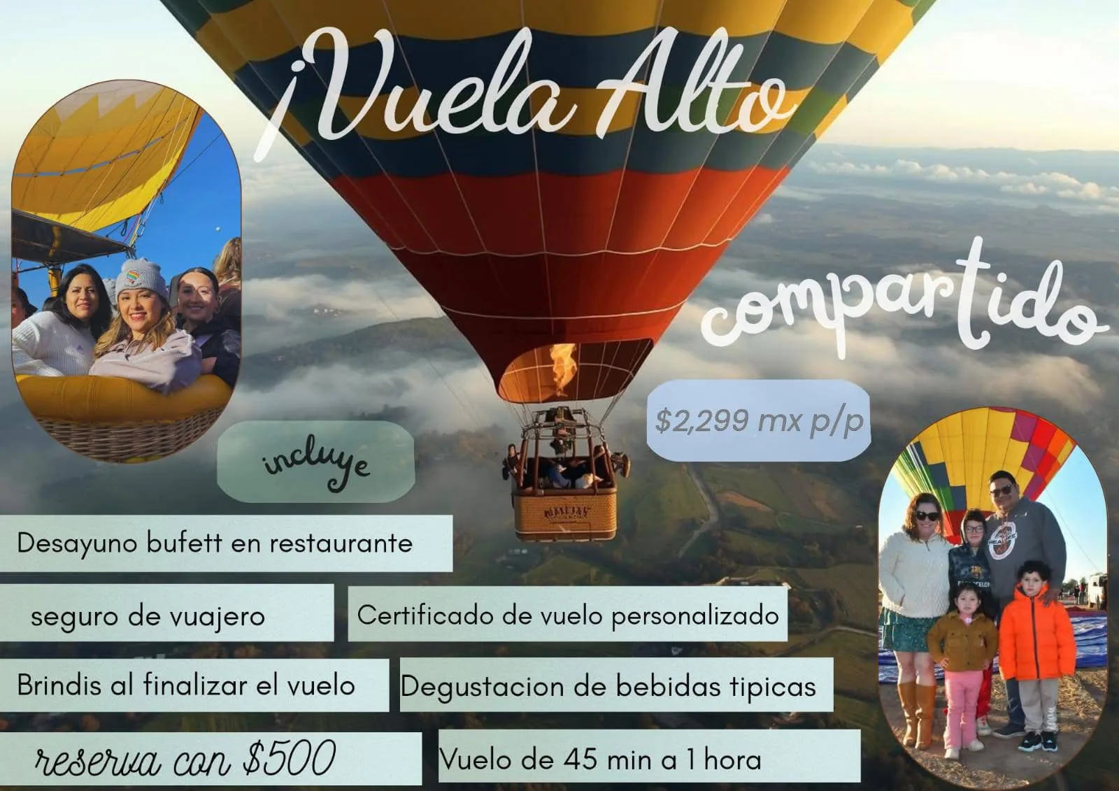 Transporte desde Ciudad de México para vuelo en globo